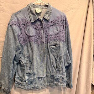 Vintage Together Denim Jacket Lace Detail Missy Small Unique Statement Piece